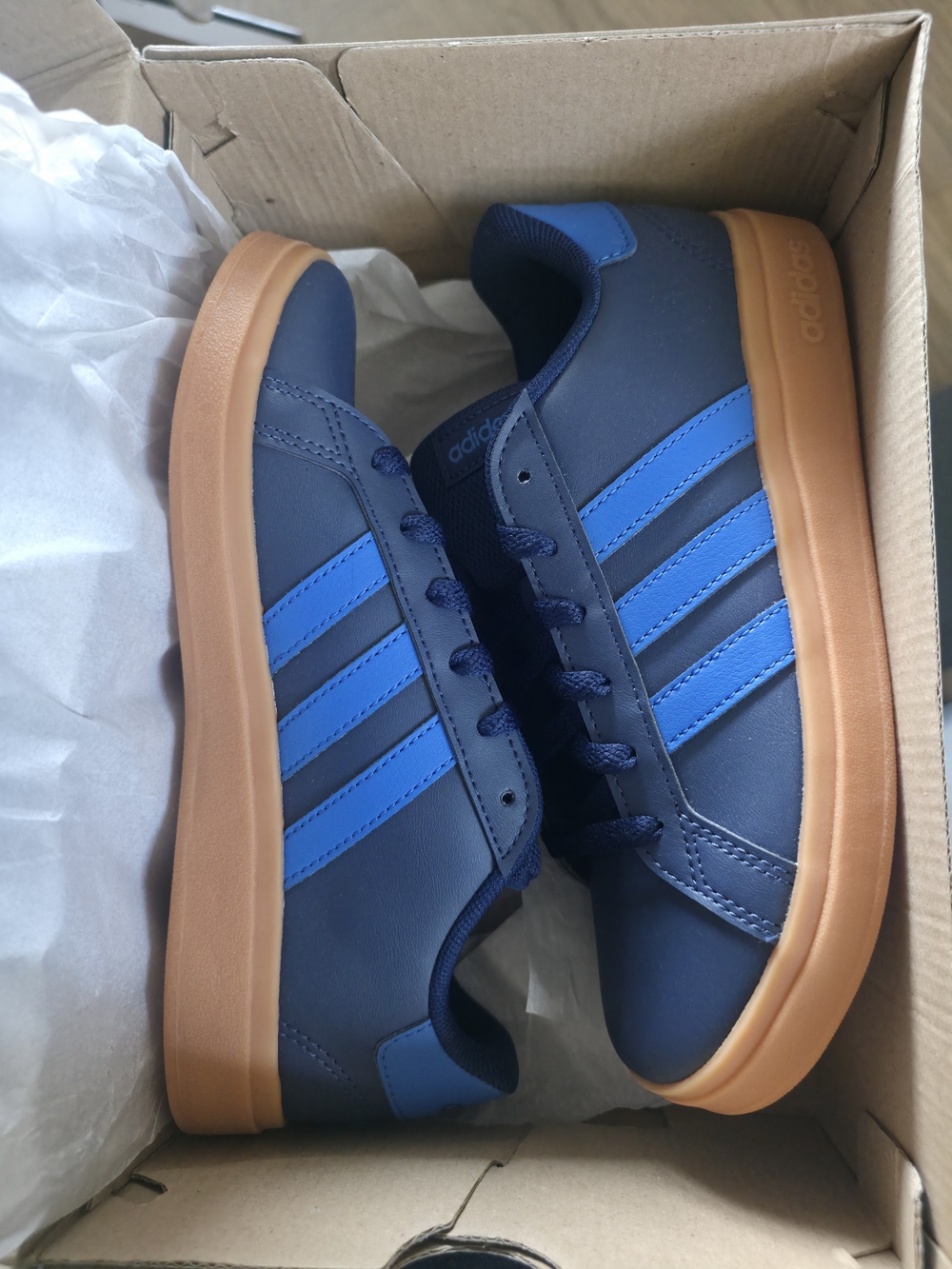 adidas Kids Navy and Bright Blue Sneakers with Gum Sole